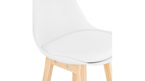 Tabouret snack Mi-hauteur  blanc pied bois naturel - Rima