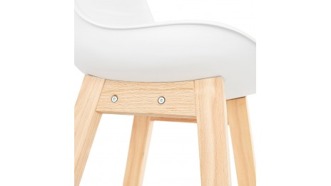 Tabouret snack Mi-hauteur  blanc pied bois naturel - Rima