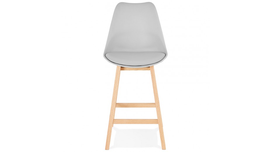 Tabouret snack Mi-hauteur gris pied bois naturel - Rima