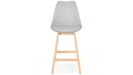 Tabouret snack Mi-hauteur gris pied bois naturel - Rima