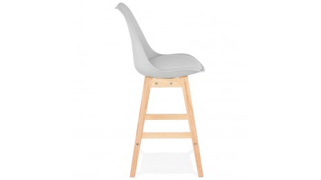 Tabouret snack Mi-hauteur gris pied bois naturel - Rima