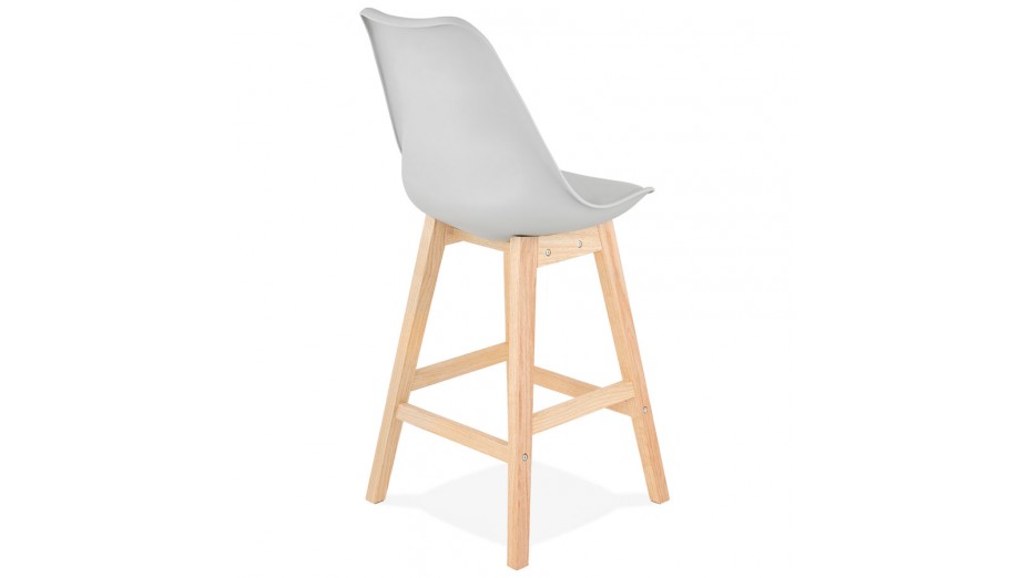 Tabouret snack Mi-hauteur gris pied bois naturel - Rima