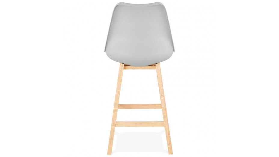 Tabouret snack Mi-hauteur gris pied bois naturel - Rima