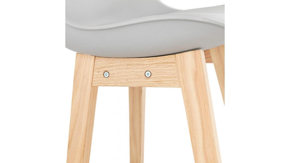 Tabouret snack Mi-hauteur gris pied bois naturel - Rima