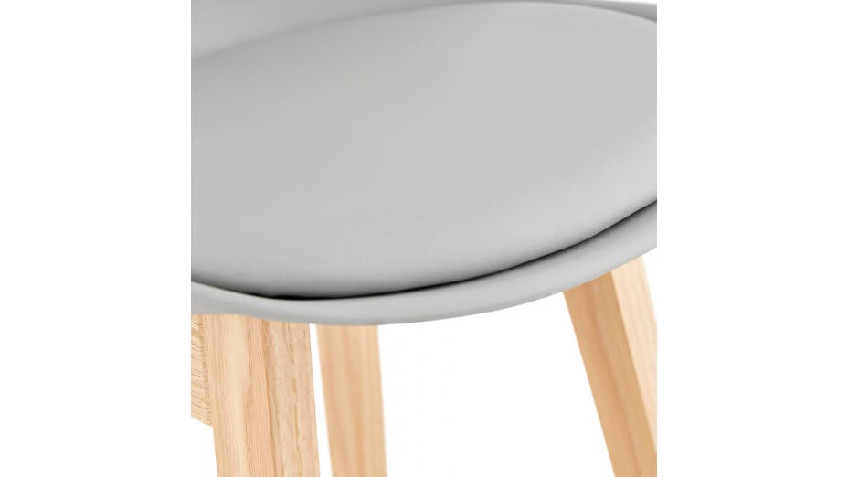 Tabouret snack Mi-hauteur gris pied bois naturel - Rima