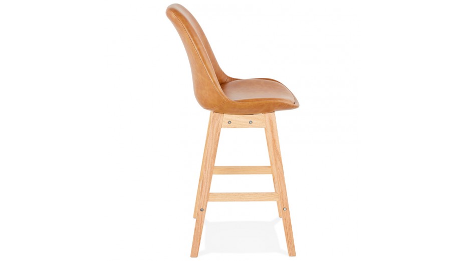 Tabouret snack Mi-hauteur similicuir brun - DADDY