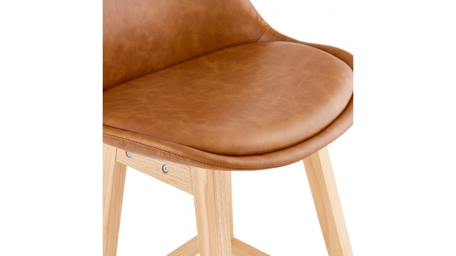 Tabouret snack Mi-hauteur similicuir brun - DADDY