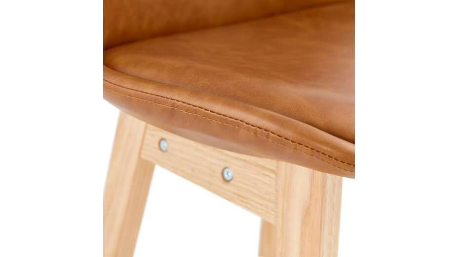 Tabouret snack Mi-hauteur similicuir brun - DADDY