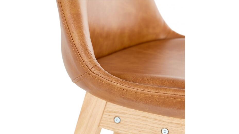 Tabouret snack Mi-hauteur similicuir brun - DADDY