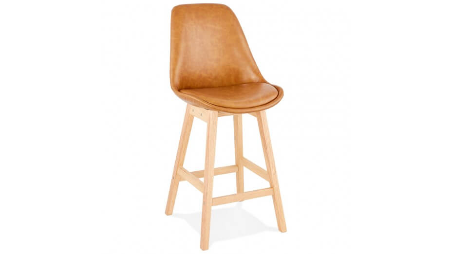 Tabouret snack Mi-hauteur similicuir brun - DADDY