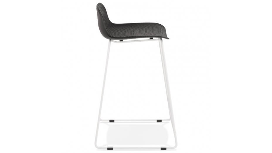 Tabouret snack Mi-hauteur noir pied métal blanc - Never