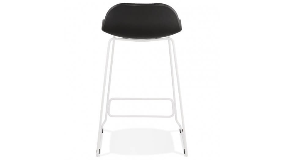 Tabouret snack Mi-hauteur noir pied métal blanc - Never