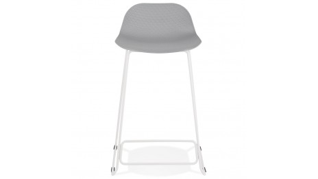 Tabouret snack Mi-hauteur gris pied métal blanc - Never