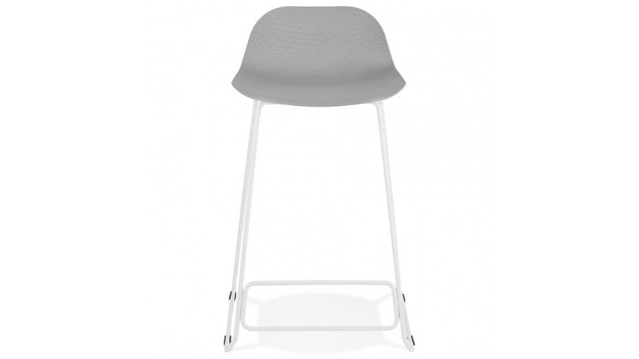 Tabouret snack Mi-hauteur gris pied métal blanc - Never