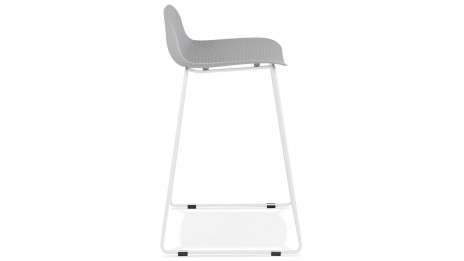 Tabouret snack Mi-hauteur gris pied métal blanc - Never