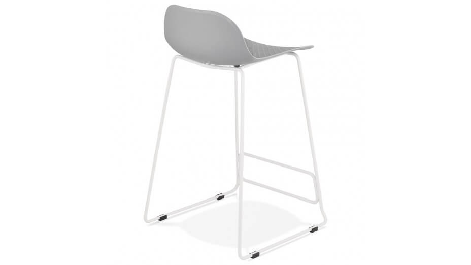 Tabouret snack Mi-hauteur gris pied métal blanc - Never