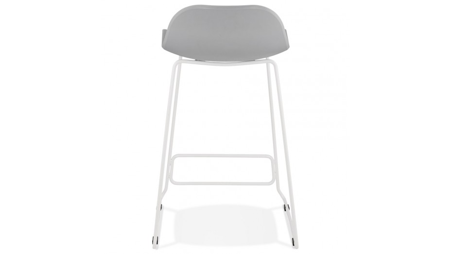 Tabouret snack Mi-hauteur gris pied métal blanc - Never