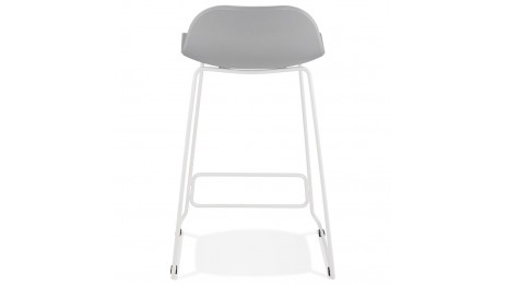 Tabouret snack Mi-hauteur gris pied métal blanc - Never