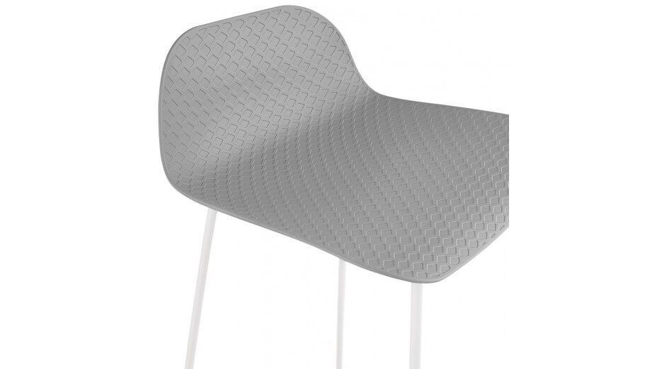 Tabouret snack Mi-hauteur gris pied métal blanc - Never