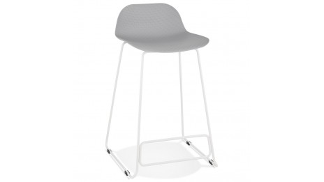 Tabouret snack Mi-hauteur gris pied métal blanc - Never