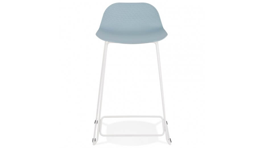 Tabouret snack Mi-hauteur bleu pied métal blanc - Never