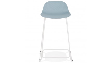 Tabouret snack Mi-hauteur bleu pied métal blanc - Never