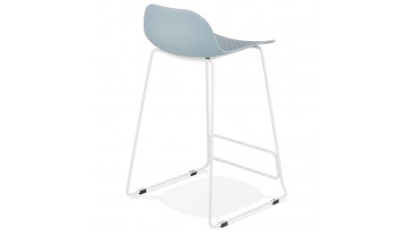 Tabouret snack Mi-hauteur bleu pied métal blanc - Never