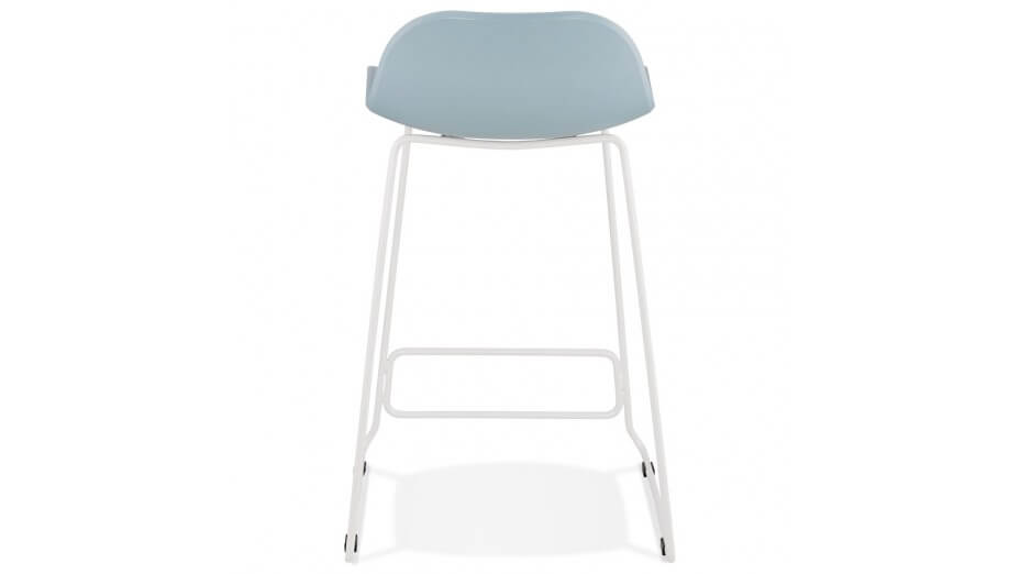 Tabouret snack Mi-hauteur bleu pied métal blanc - Never