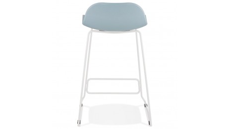 Tabouret snack Mi-hauteur bleu pied métal blanc - Never