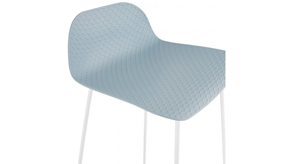 Tabouret snack Mi-hauteur bleu pied métal blanc - Never