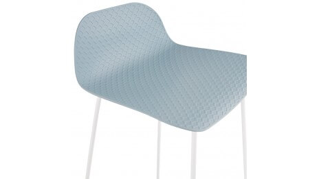 Tabouret snack Mi-hauteur bleu pied métal blanc - Never