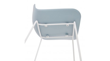 Tabouret snack Mi-hauteur bleu pied métal blanc - Never