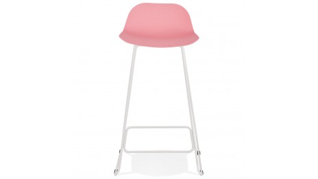 Tabouret de bar rose design pied métal blanc - Never