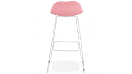 Tabouret de bar rose design pied métal blanc - Never