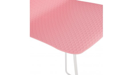 Tabouret de bar rose design pied métal blanc - Never