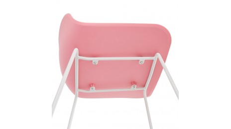 Tabouret de bar rose design pied métal blanc - Never