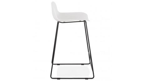 Tabouret snack Mi-hauteur Blanc pied métal noir - Never