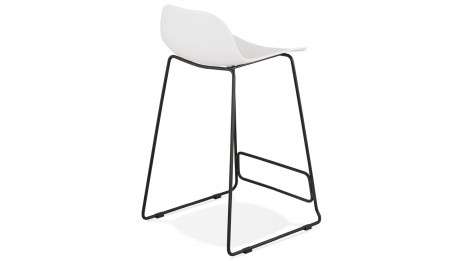 Tabouret snack Mi-hauteur Blanc pied métal noir - Never