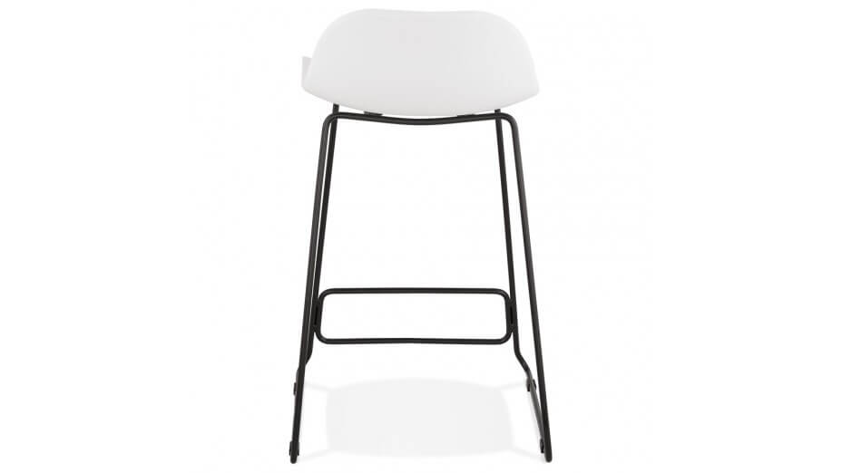 Tabouret snack Mi-hauteur Blanc pied métal noir - Never