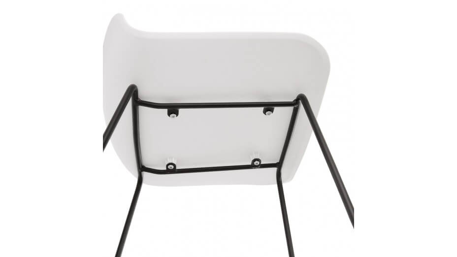 Tabouret snack Mi-hauteur Blanc pied métal noir - Never