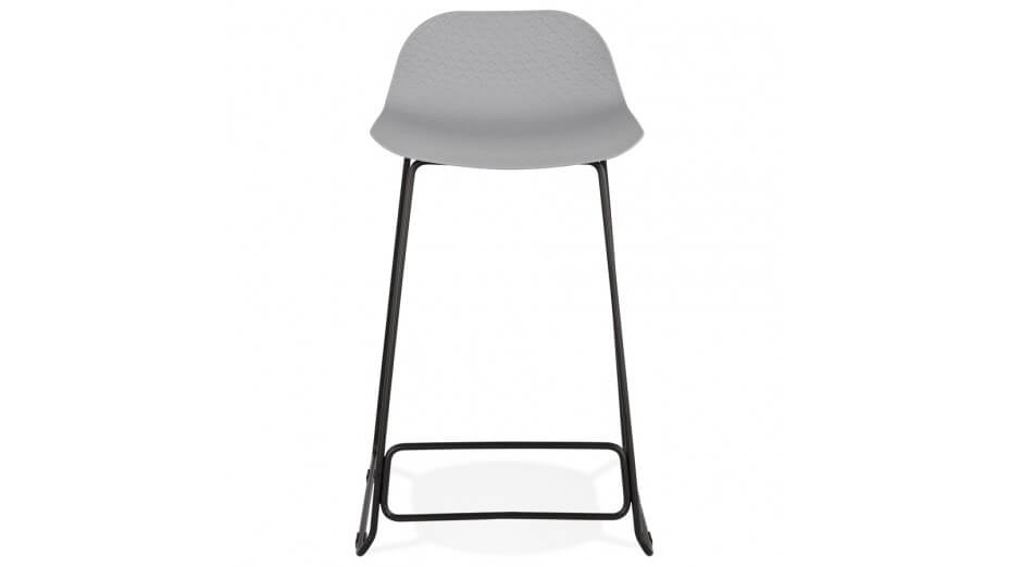 Tabouret snack Mi-hauteur gris pied métal noir - Never