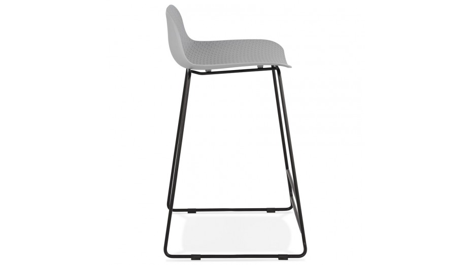 Tabouret snack Mi-hauteur gris pied métal noir - Never