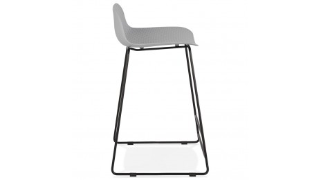 Tabouret snack Mi-hauteur gris pied métal noir - Never