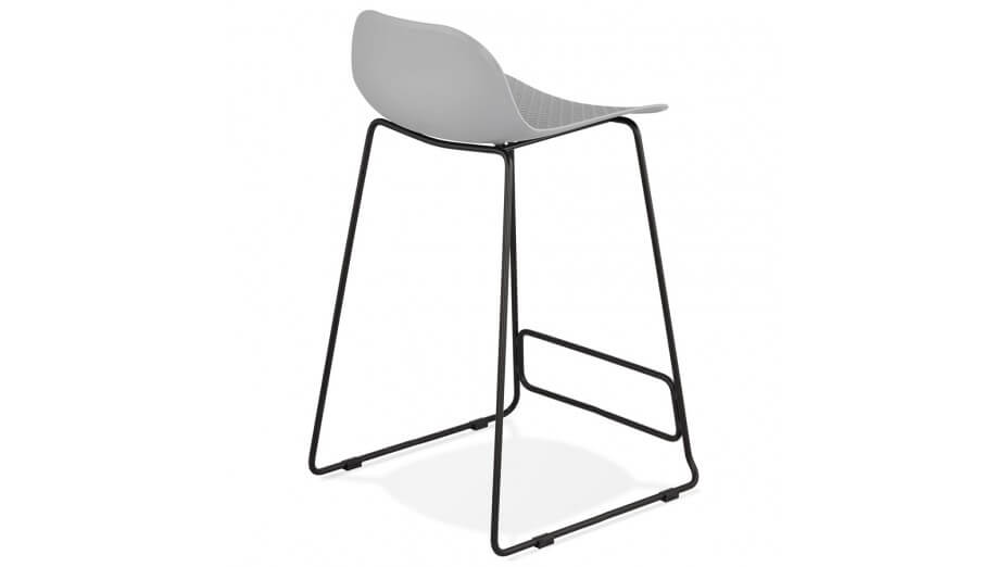 Tabouret snack Mi-hauteur gris pied métal noir - Never