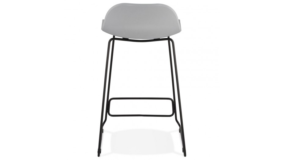 Tabouret snack Mi-hauteur gris pied métal noir - Never