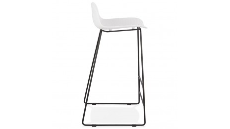 Tabouret de bar Blanc design pied métal noir - Never