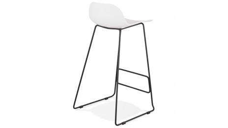 Tabouret de bar Blanc design pied métal noir - Never