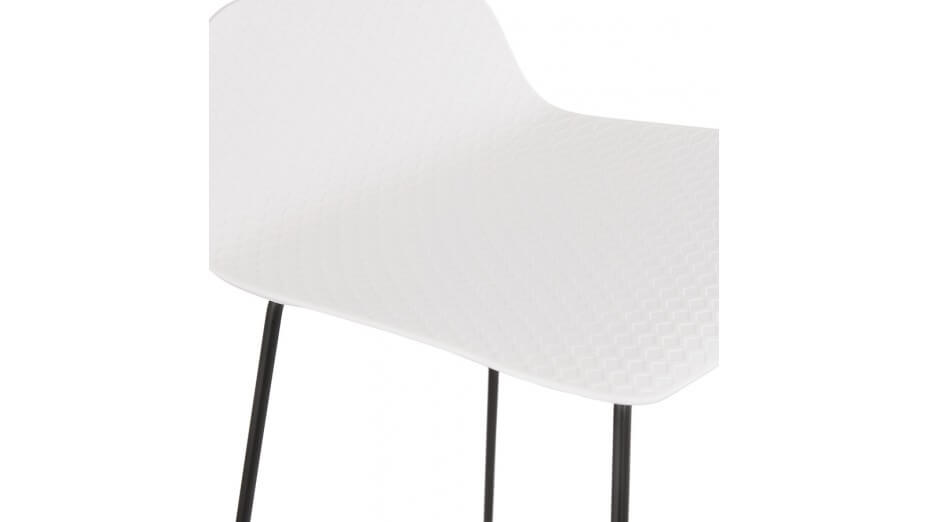 Tabouret de bar Blanc design pied métal noir - Never