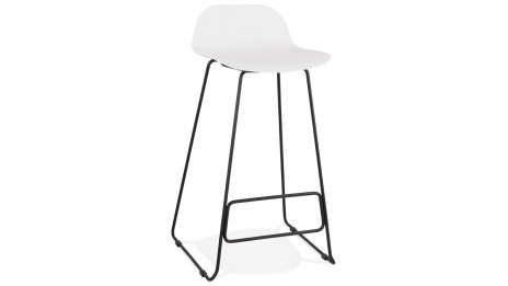 Tabouret de bar Blanc design pied métal noir - Never