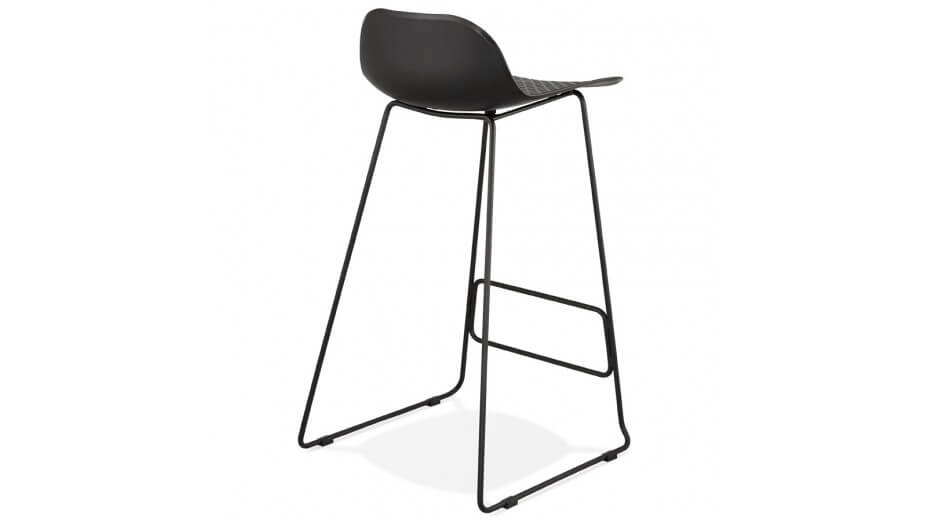 Tabouret de bar noir design pied métal noir - Never